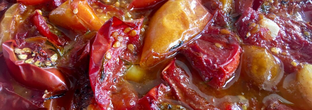 langtidsbagte ovnbagte karameliserede tomater cherrytomater