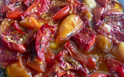 langtidsbagte ovnbagte karameliserede tomater cherrytomater